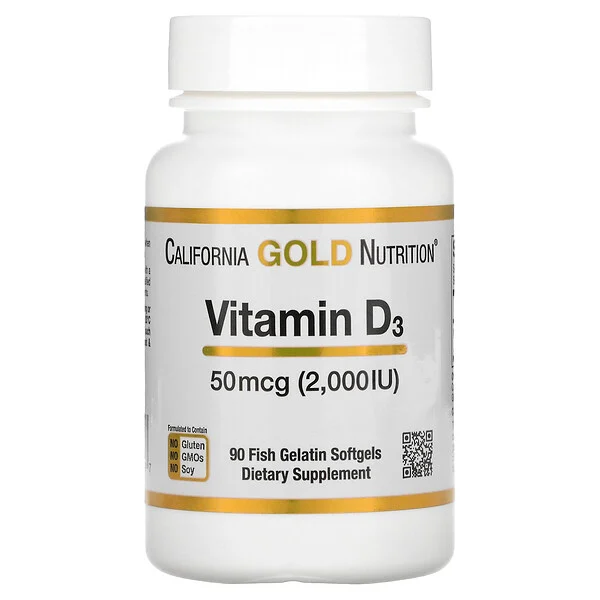 California Gold Nutrition, Vitamine D3, 50 mcg (2 000 UI), 90 gélules de gélatine de poisson