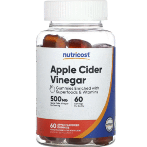 Nutricost, Gommes au vinaigre de cidre, pomme, 500 mg, 60 gommes
