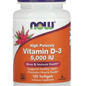 NOW Foods, Vitamine D3, Haute efficacité, 5000 UI, 120 capsules à enveloppe molle